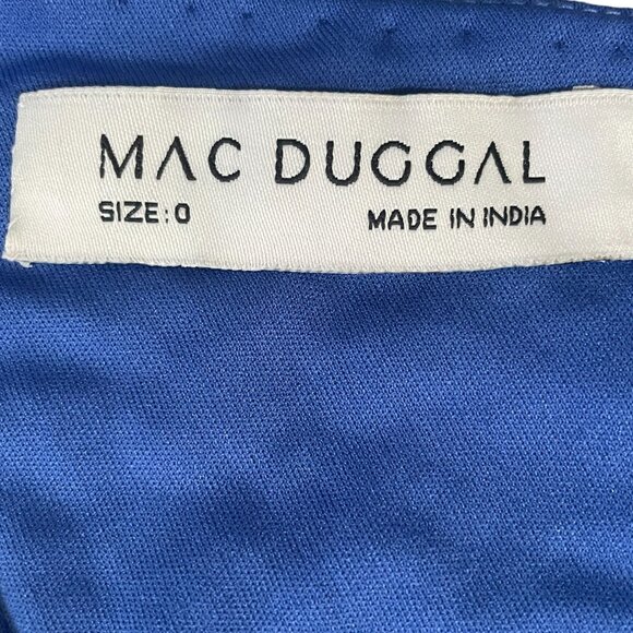 Mac Duggal Blue Fringe Sequin Dress Size 0 One Shoulder Party NYE Cocktail Glam - Picture 3 of 14